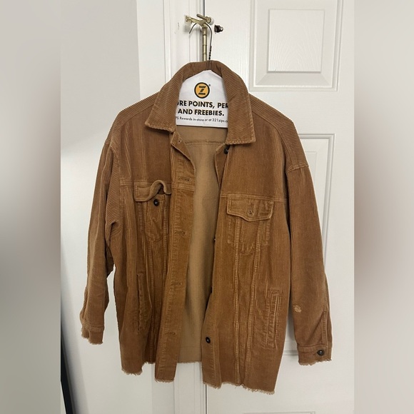 Zara brown camel tan corduroy shirt jacket - Picture 2 of 5
